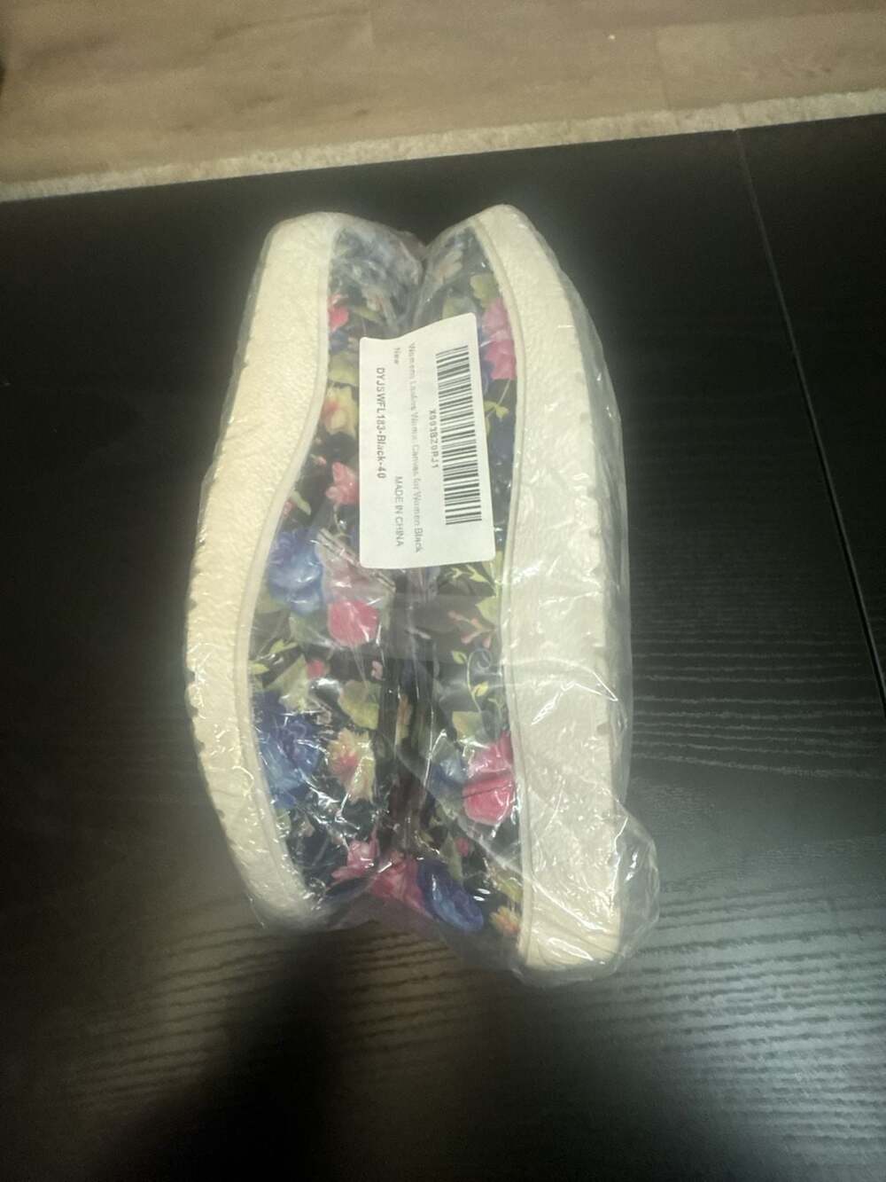 Black  Floral Slip-On Loafers